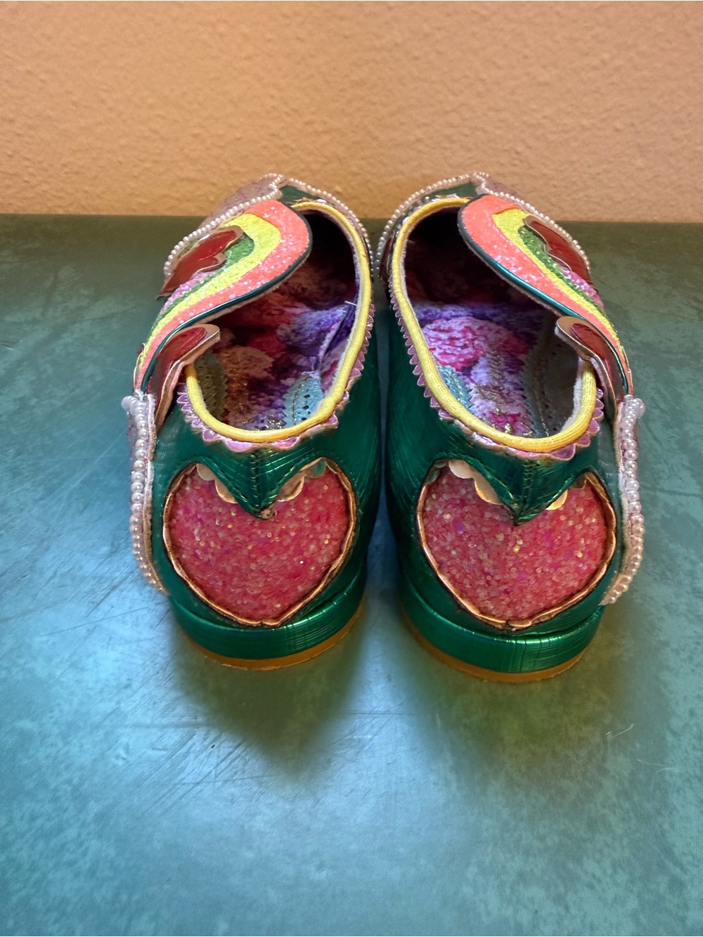 Irregular Choice Whimsical Rainbow Heart Embellished Women's Flats - Picture 3 of 8